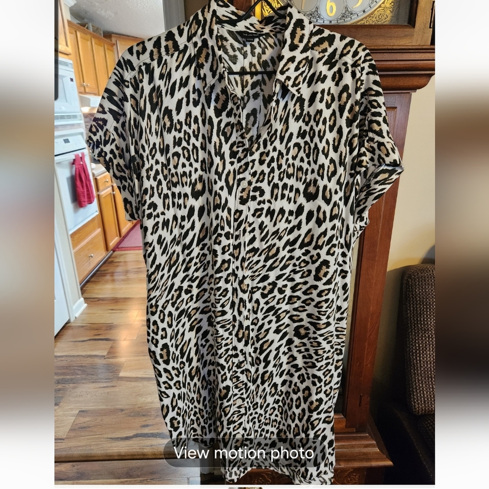 The Limited Animal Print Button Down Midi Dress Size L Can Be Used As A Cover Up